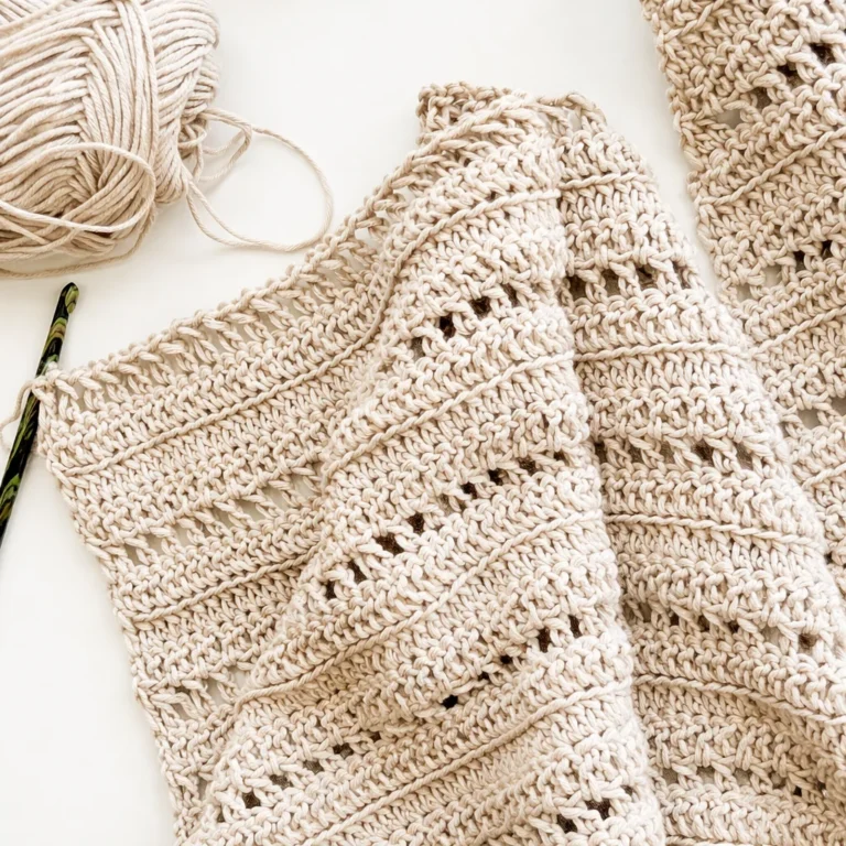 Person crocheting a colorful blanket to improve crochet skills.