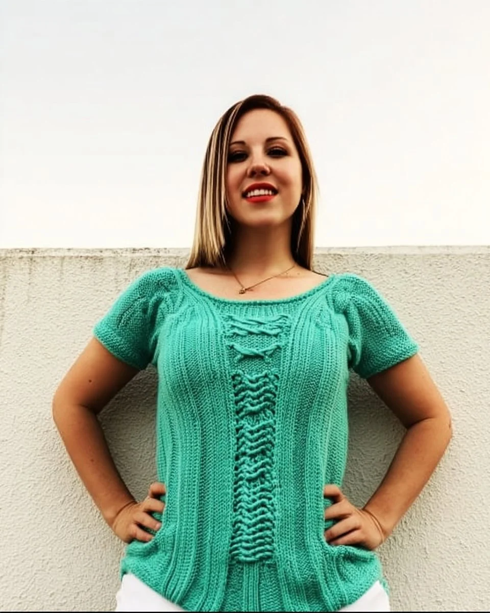 Cabled Peplum Tee Free Crochet Pattern - Two Brothers Blankets