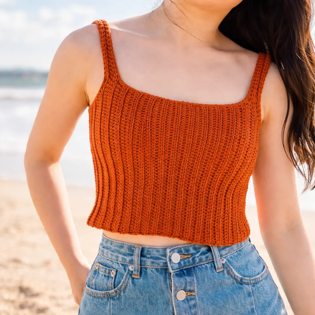 A collection of stylish crochet wearables including cardigans, tops, and accessories.