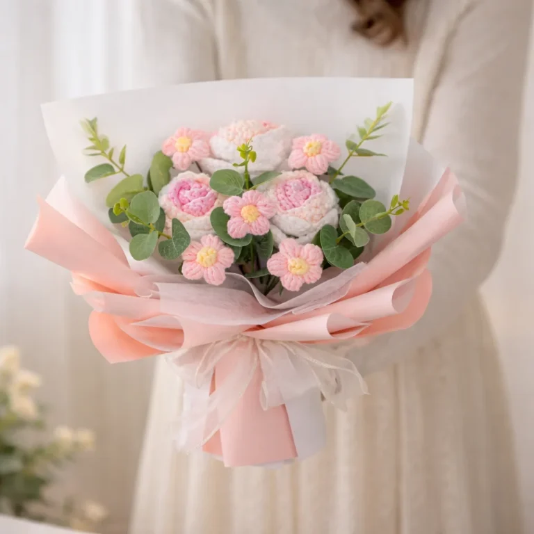 Adorable handmade crochet decor including emotional support animals and sunflowers.