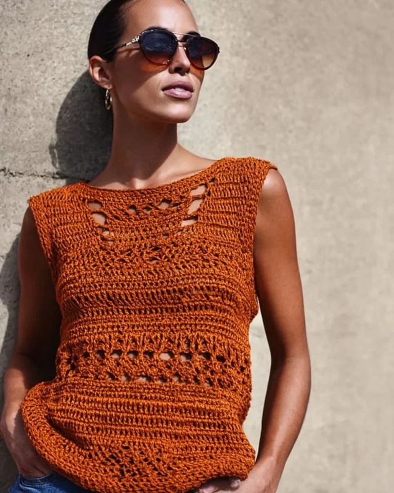 Crochet summer boho top tutorial with colorful yarn patterns
