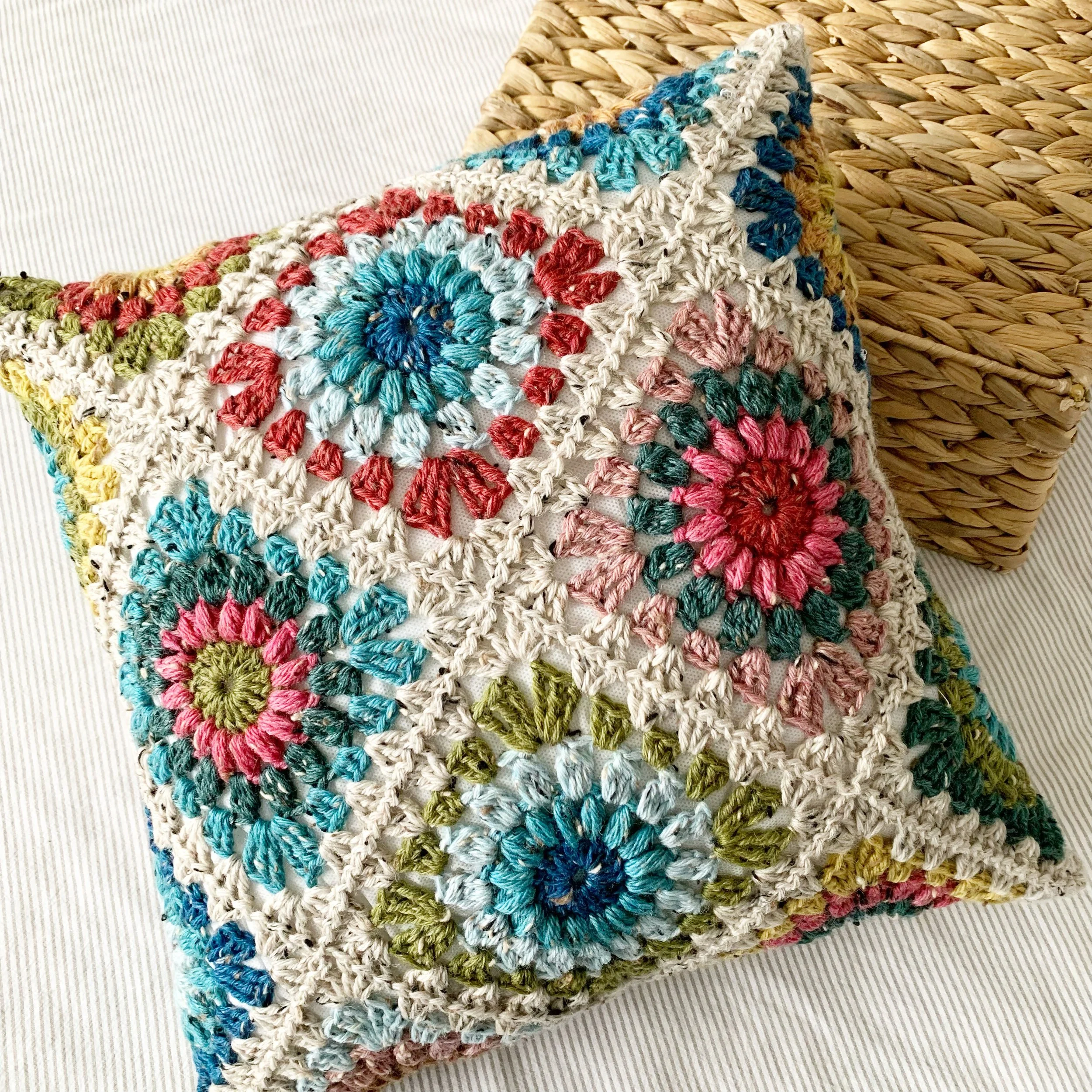 Crochet Granny Square Pillow