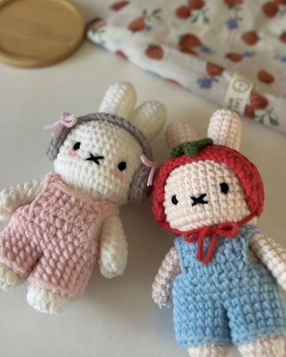 crochet miffy pattern free, miffy amigurumi overalls, crochet miffy in overalls, free miffy crochet pattern, amigurumi bunny with clothes