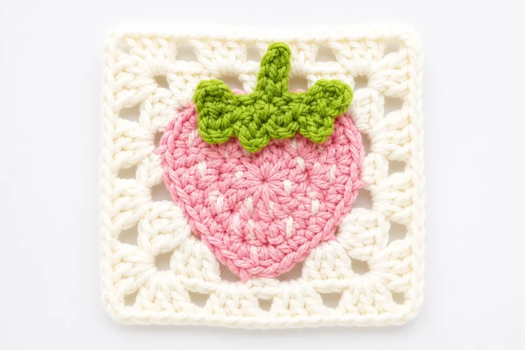 strawberry granny square free crochet granny square pattern easy crochet square pattern beginner crochet granny square fruit crochet pattern