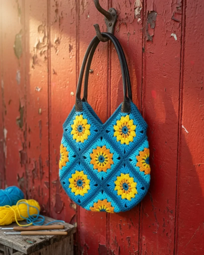 Daisy Granny Square Bag Free Pattern