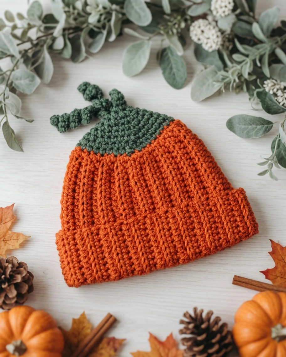 crochet pumpkin hat, easy fall beanie pattern, newborn to adult pumpkin hat
