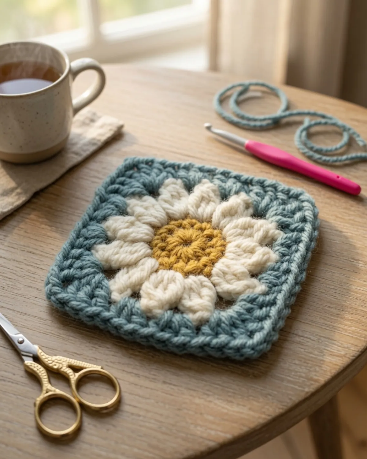 Brighten your home with this free chunky daisy blanket pattern! Learn how to crochet these easy granny squares using bulky yarn for a cozy, quilted look.