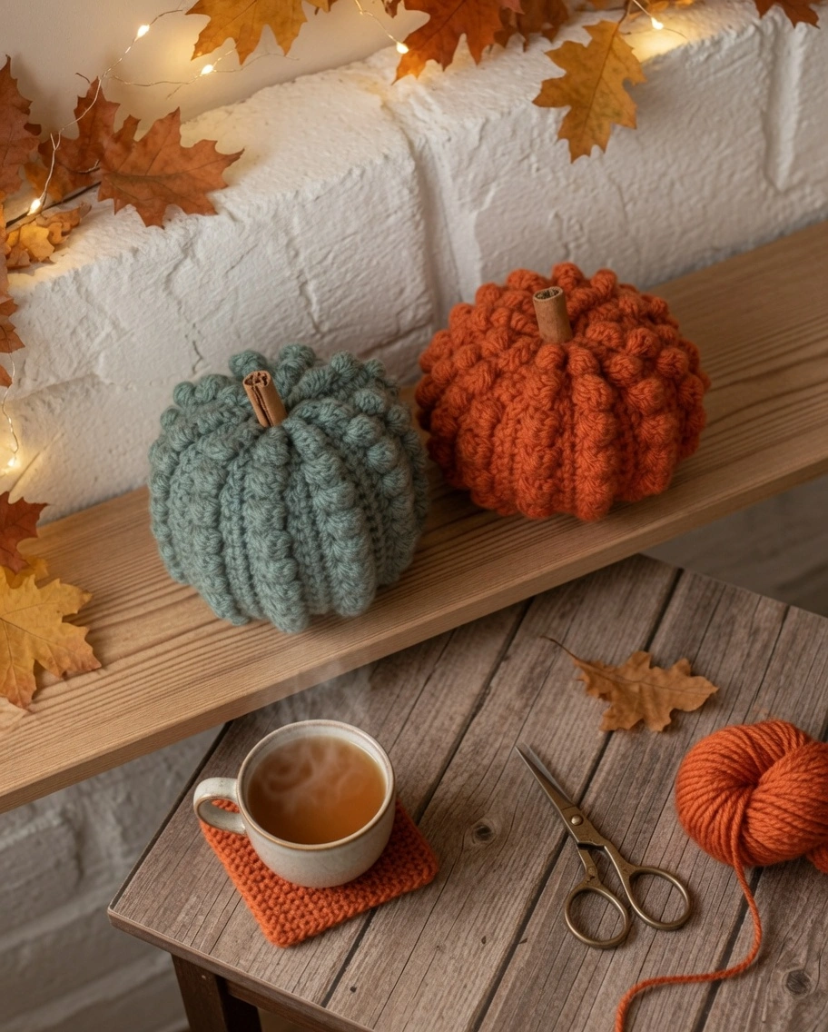 Create cozy fall decor with this free bobble stitch pumpkin pattern! Perfect for beginners, this easy crochet pattern shows you how to make textured pumpkins.

