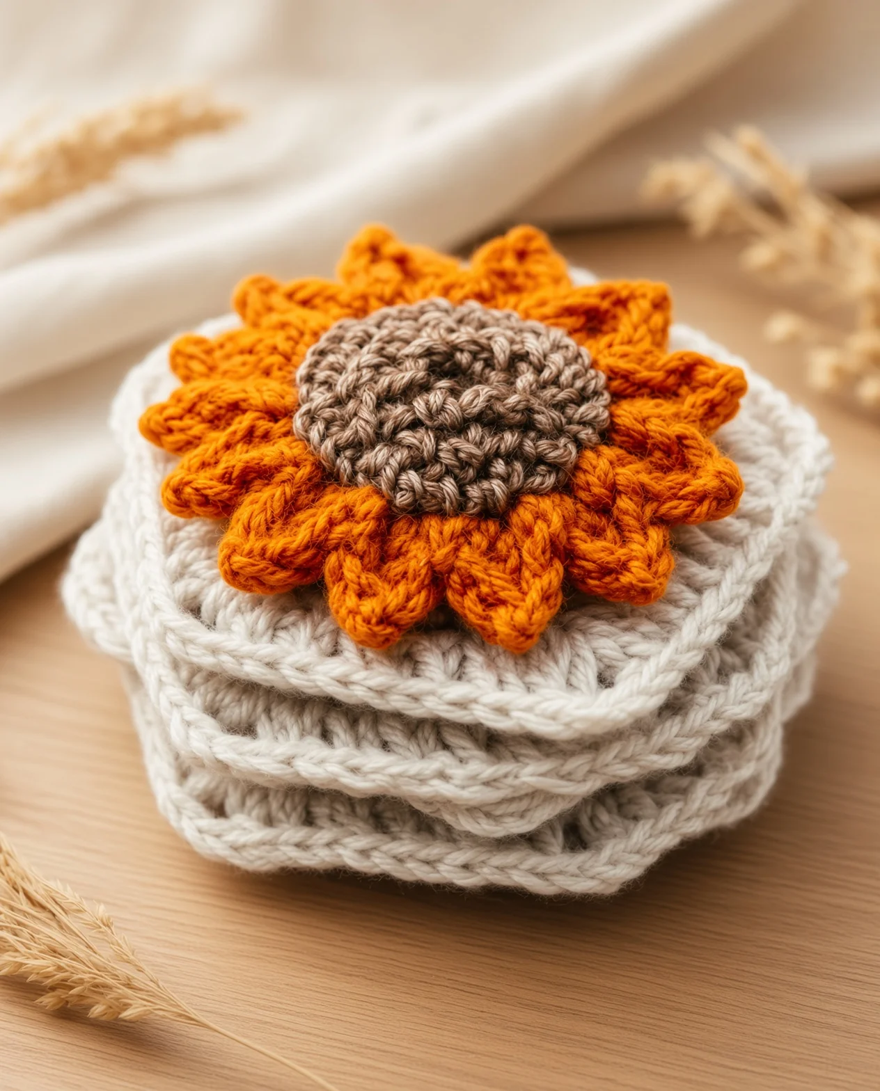 3D Sunflower Granny Square Pattern