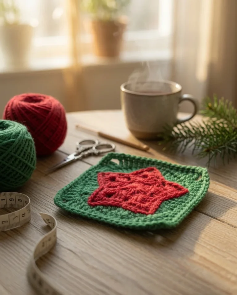 Free Christmas Star Granny Square Pattern