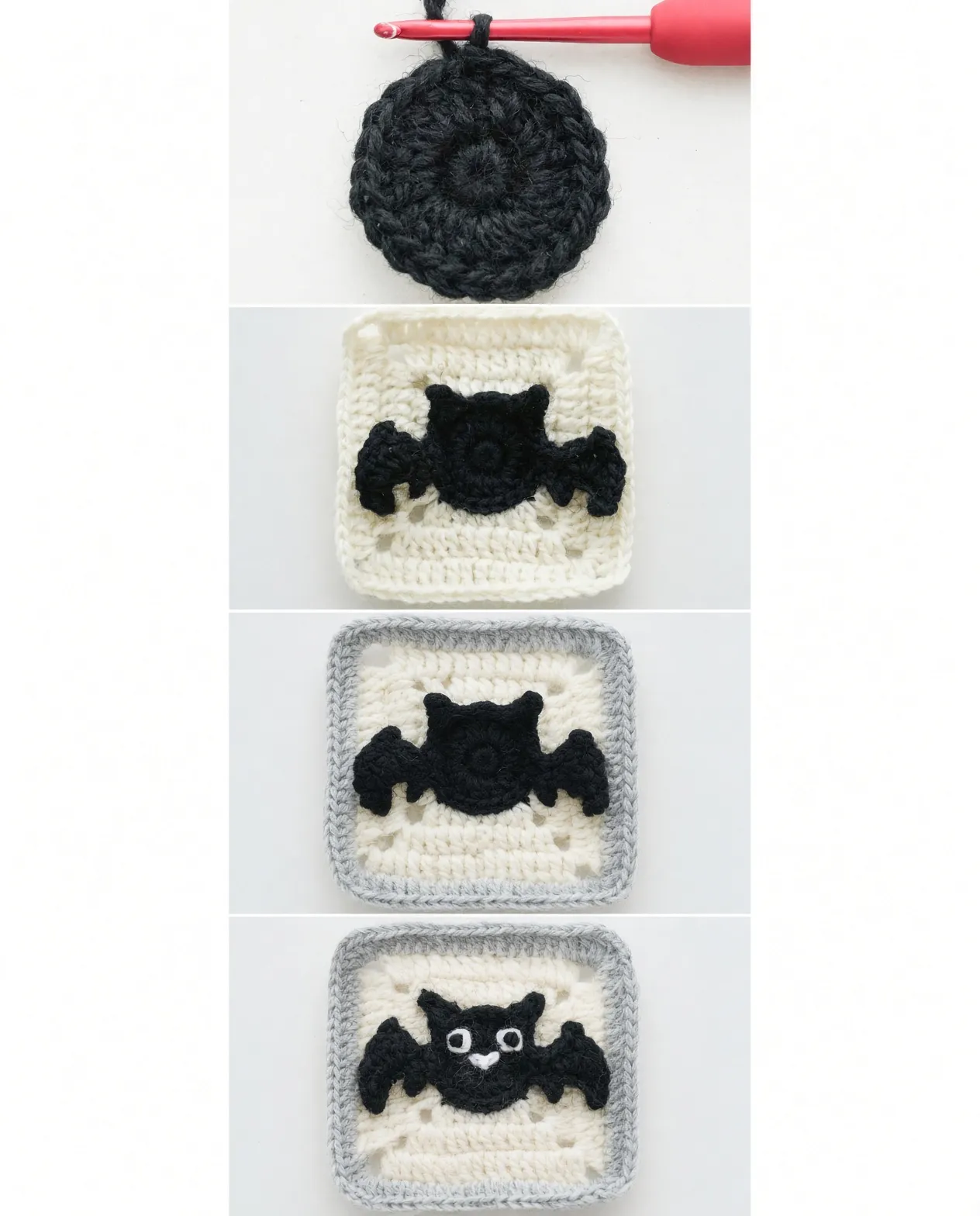 Cute Bat Granny Square Pattern