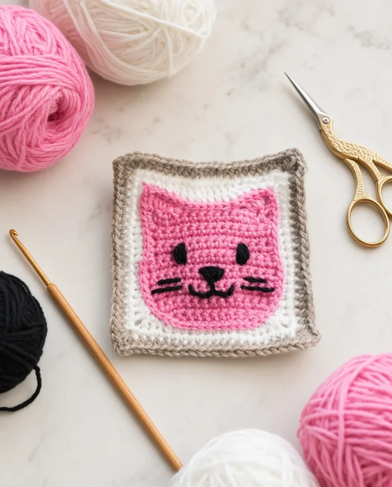 Cute Cat Granny Square Pattern