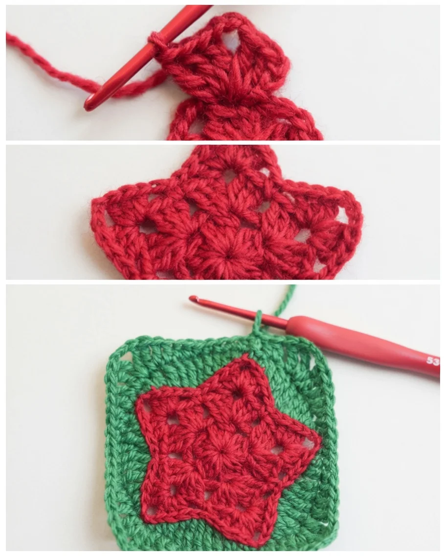 Free Christmas Star Granny Square Pattern