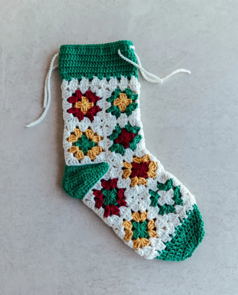 How to Crochet a Granny Square Christmas Stocking