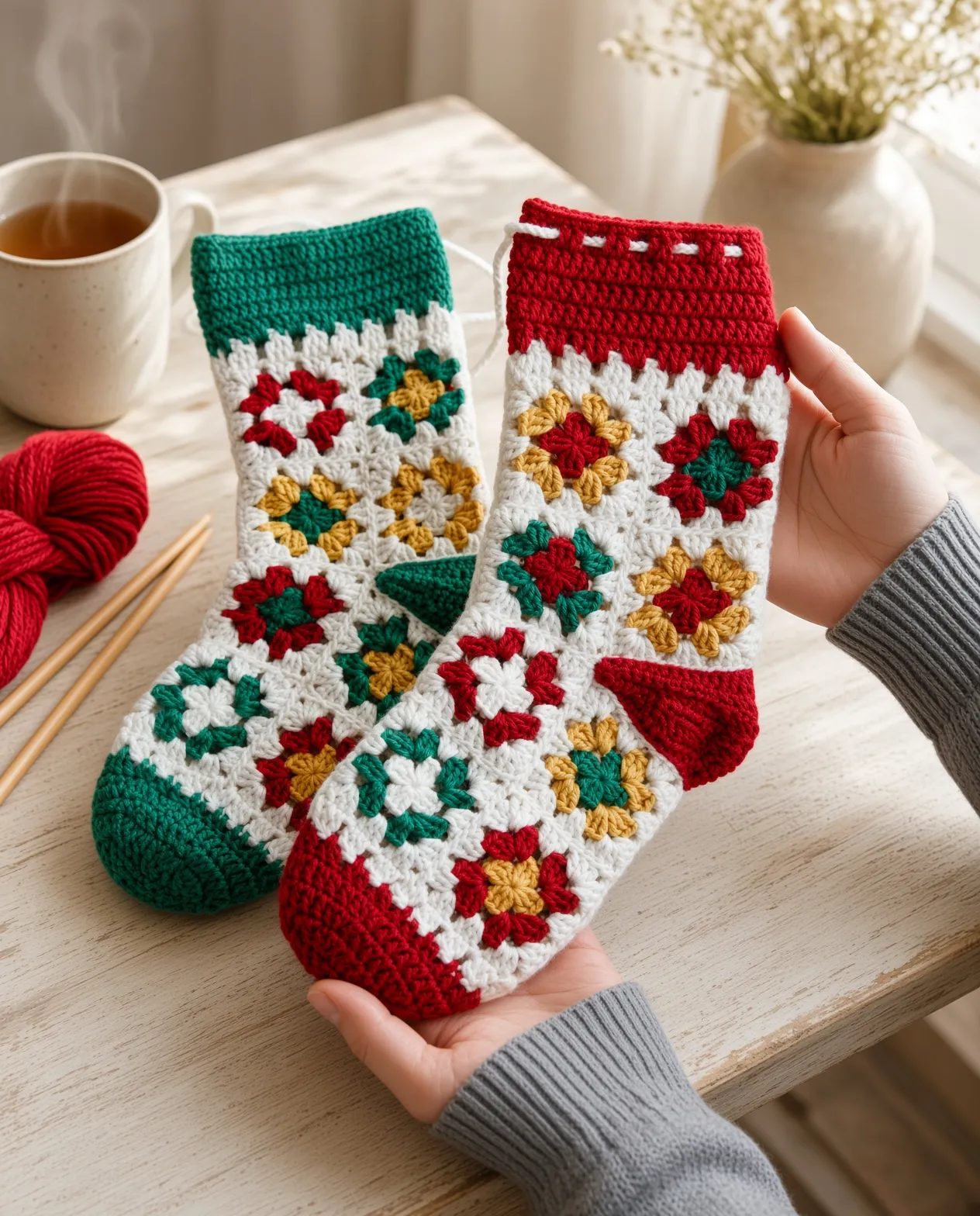 How to Crochet a Granny Square Christmas Stocking