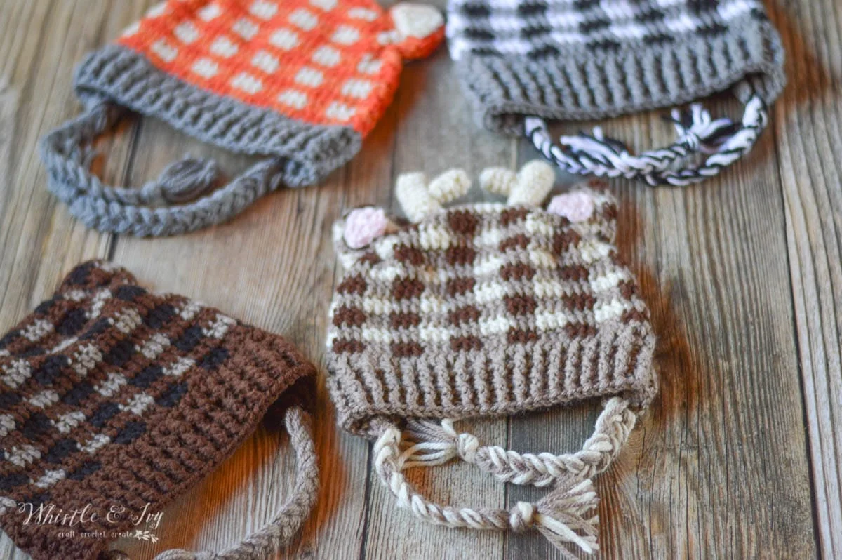 Plaid Woodland Animal Hats