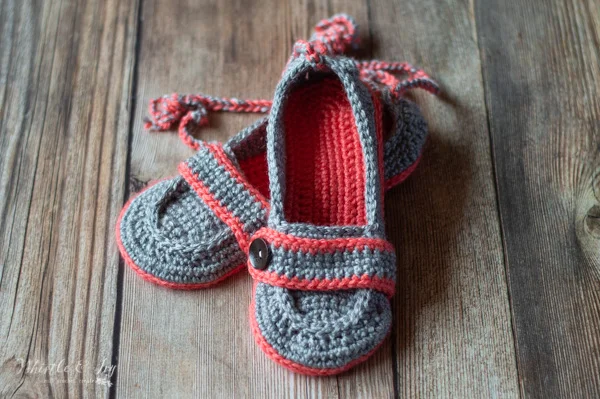 Ankle Tie Crochet Slippers