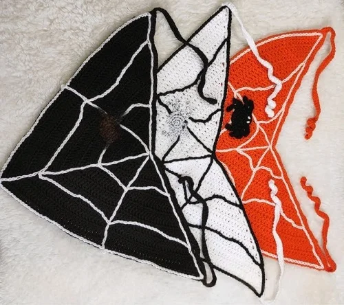 Crochet Spider Web Bandana for Halloween