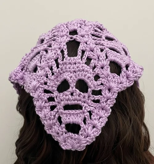 Crochet Purple Skull Bandana