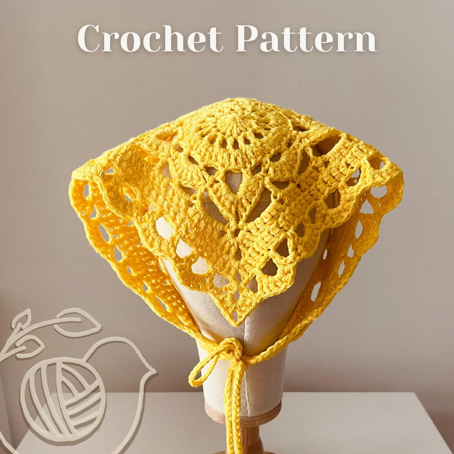 Custom granny square crochet kerchief showing how to change colors in the floral bandana pattern.