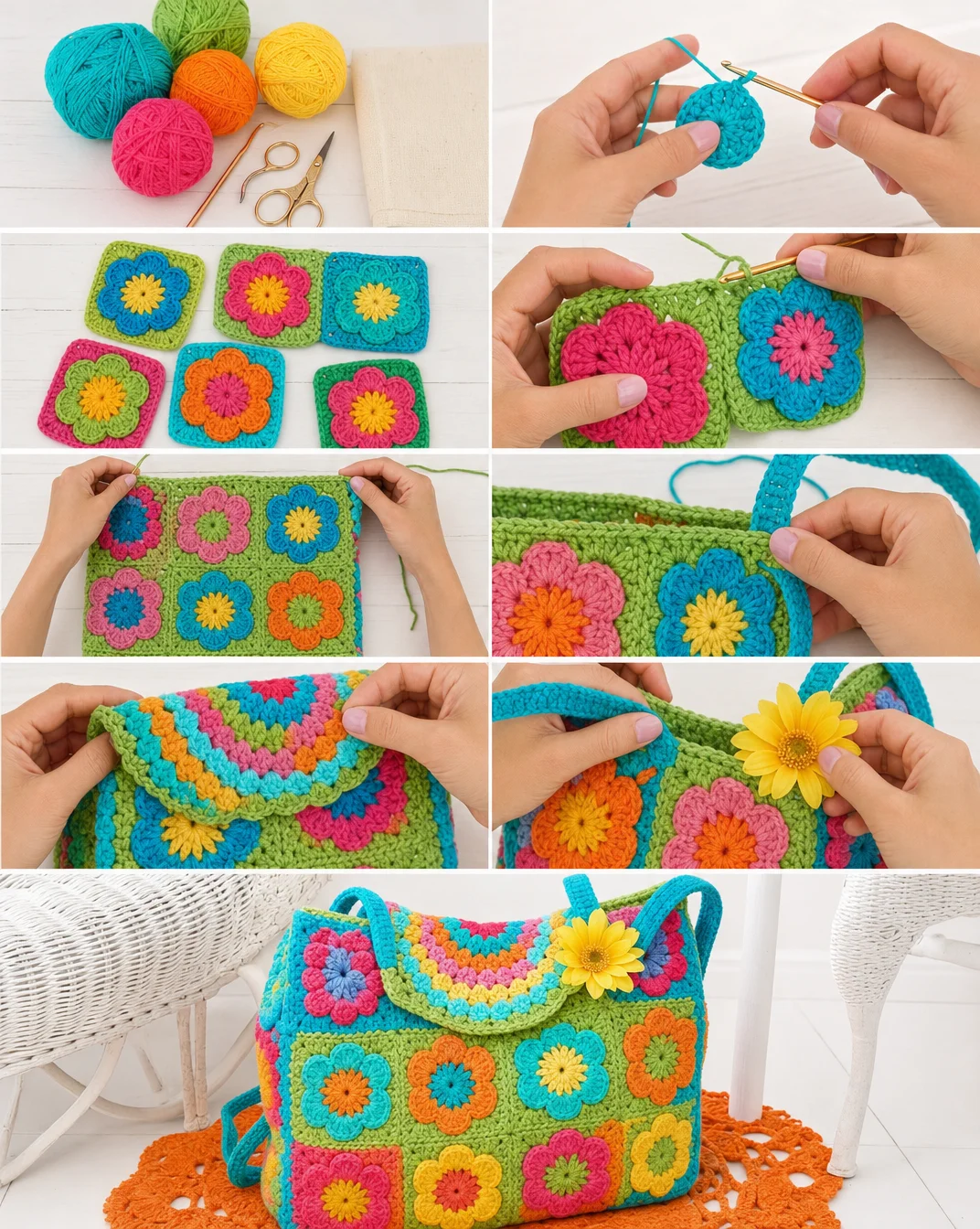 Crochet Flower Power Beach Bag Pattern