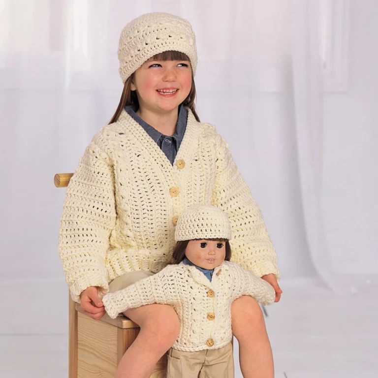 Beginner-friendly UK Aran-look crochet pattern set for stylish creations.