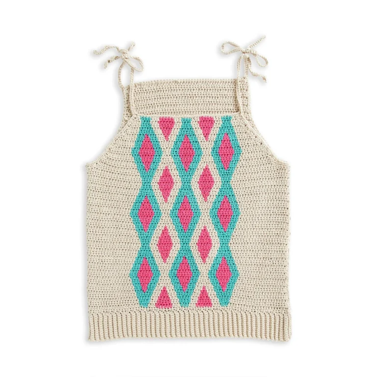 Argyle Intarsia Crochet Top showcasing unique crochet patterns and vibrant colors