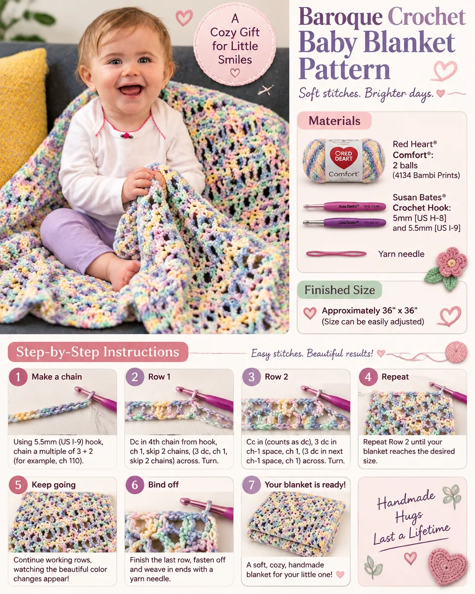 Baroque-Inspired Crochet Baby Blanket Pattern