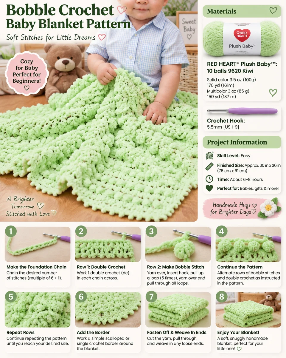Bobble Stitch Crochet Baby Blanket Pattern