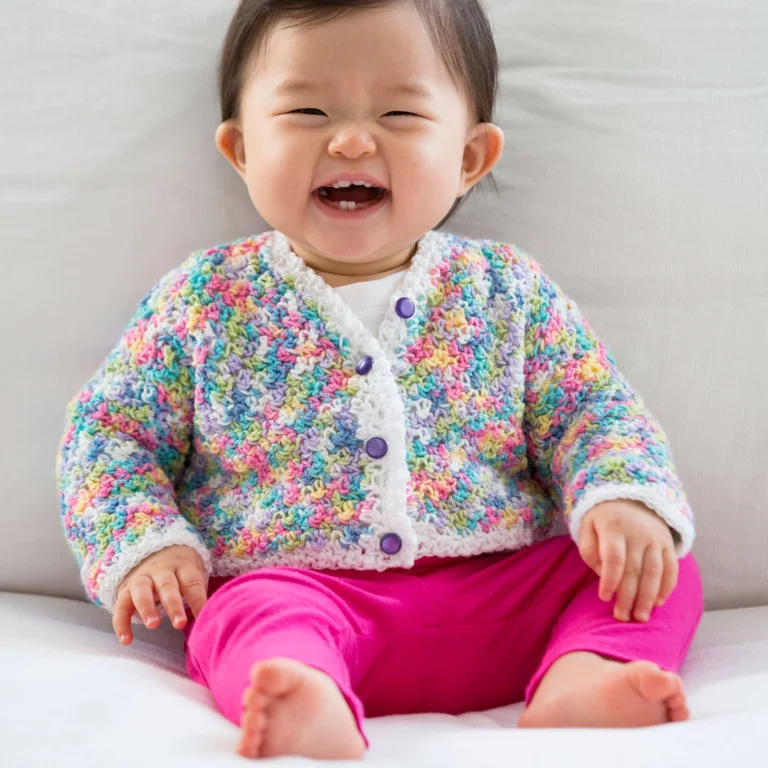 Baby crochet cardigan pattern featuring butterfly design.