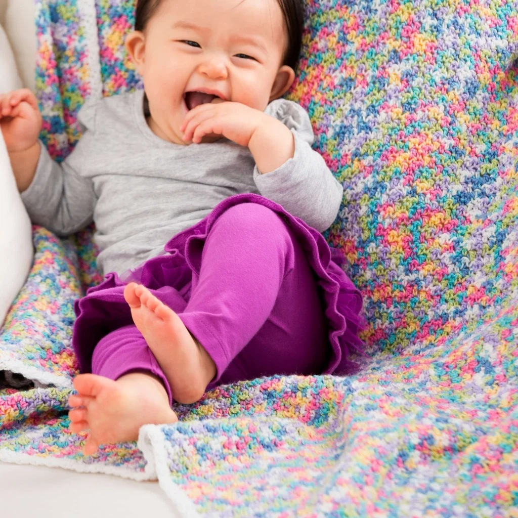Butterfly Days crochet baby blanket designed for infants, showcasing warmth and style.