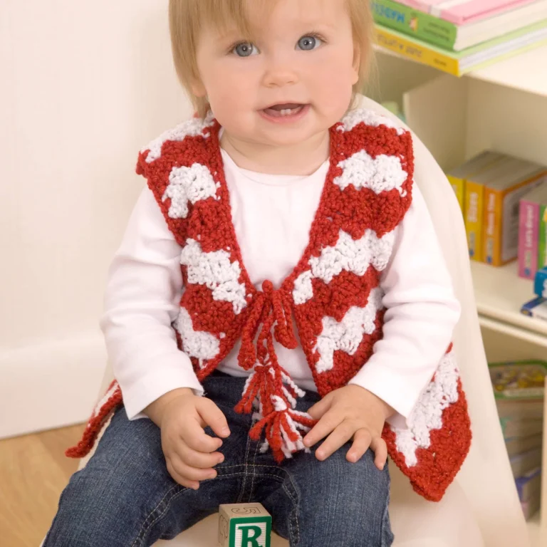 Candy-Striped crochet baby vest pattern for stylish infants