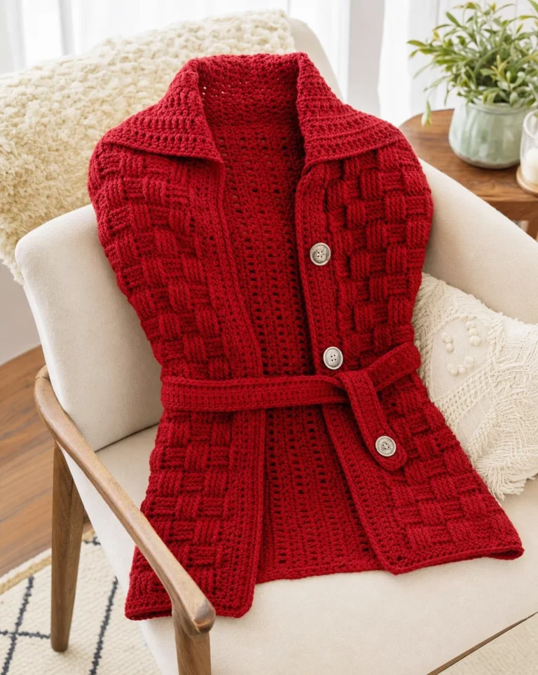 Cares Vintage Crochet Sweater Pattern showcasing a cozy, stylish design