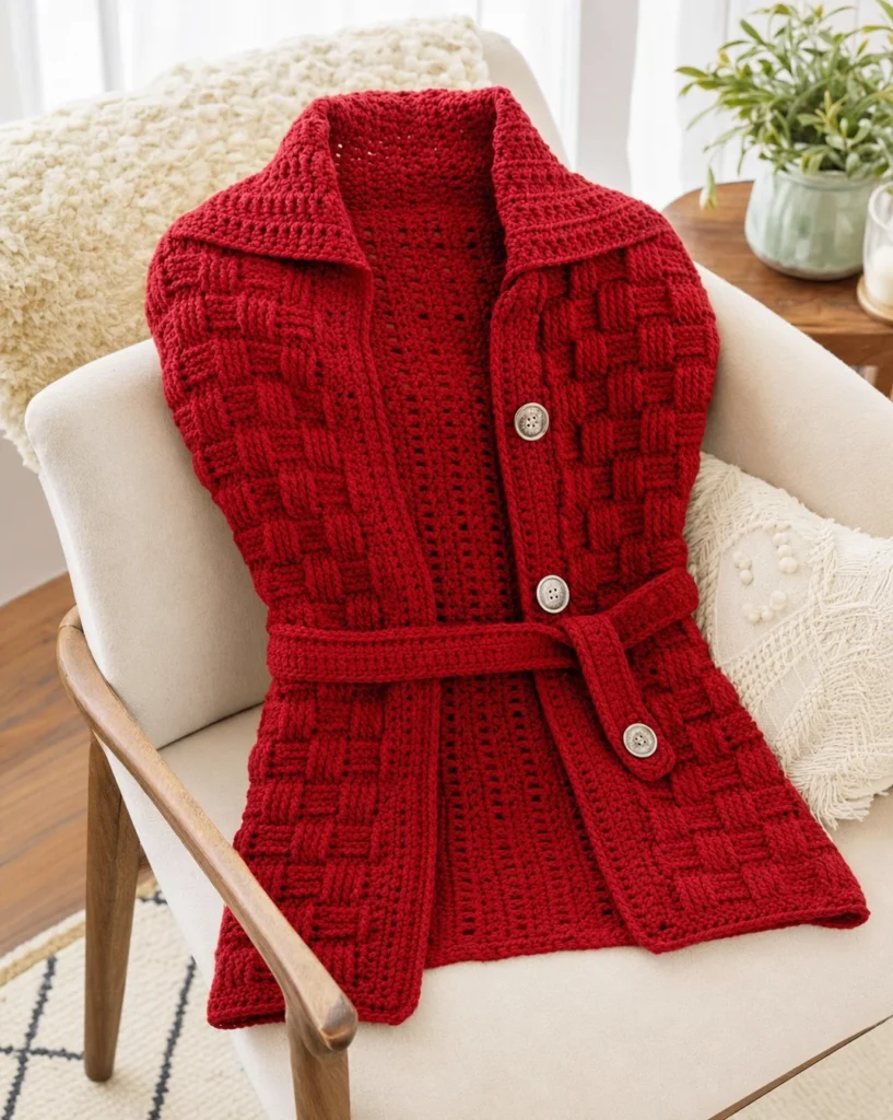 Cares Vintage Crochet Sweater Pattern showcasing a cozy, stylish design