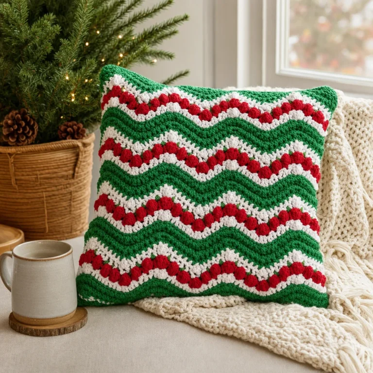 Christmas Ripple Crochet Pillows Pattern for festive home decor