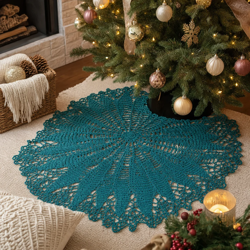 Handmade Christmas Tree Skirt crochet pattern for festive decor