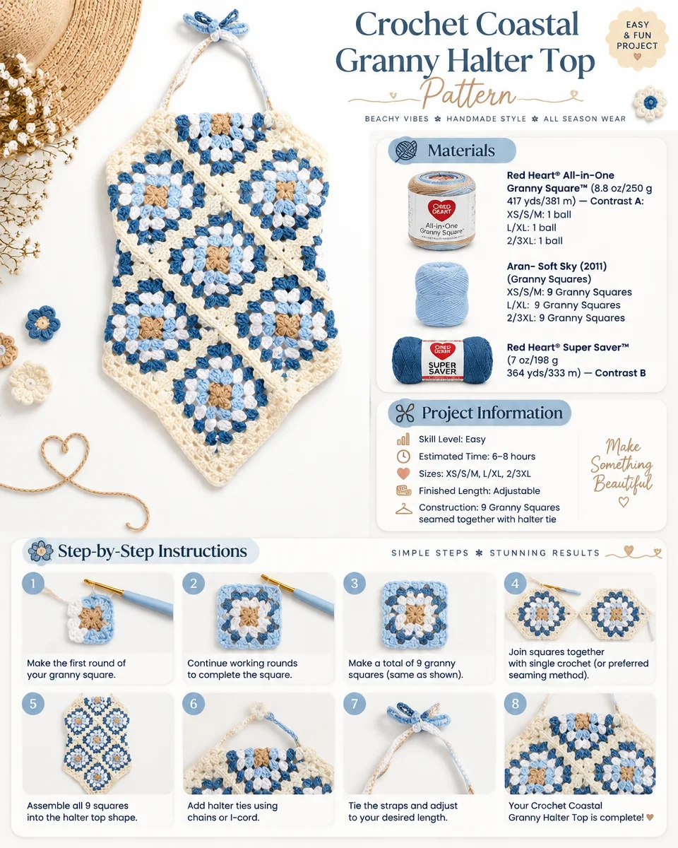 Coastal Granny Halter Top Crochet Pattern