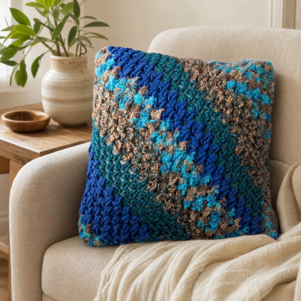 Beautifully handcrafted corner-to-corner crochet pillow pattern
