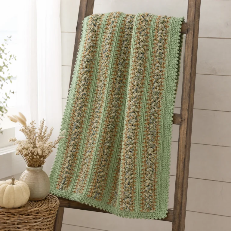 Cozy Country Home Crochet Throw adding warmth to living room decor