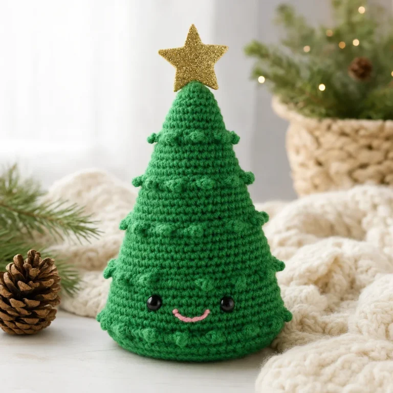 Cozy crochet Christmas tree pattern for festive holiday decor
