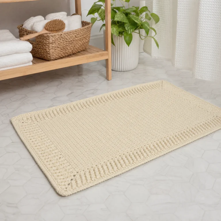 Crochet bath mat pattern for a cozy spa-like experience
