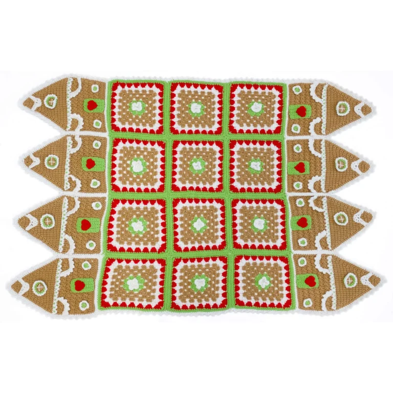 Cozy gingerbread house crochet throw pattern for festive home decor