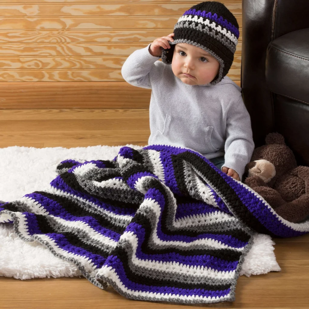 Crochet Baby Dude Blanket and Hat Pattern for adorable baby gifts