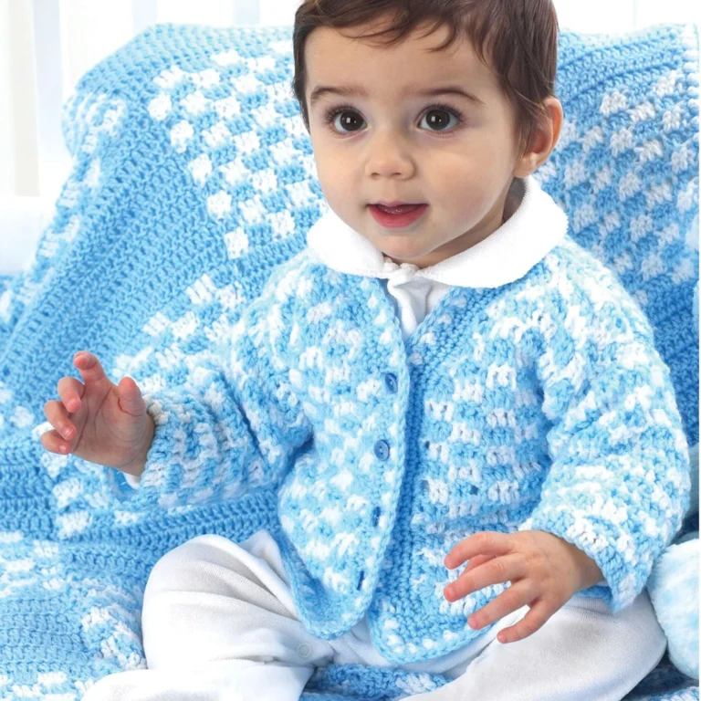 Crochet cardigan pattern designed for boys, showcasing a stylish and cozy design.