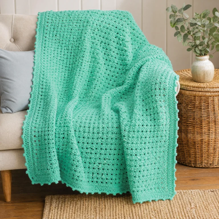 Crochet Throw pattern showcasing warm and cozy design for home comfort.