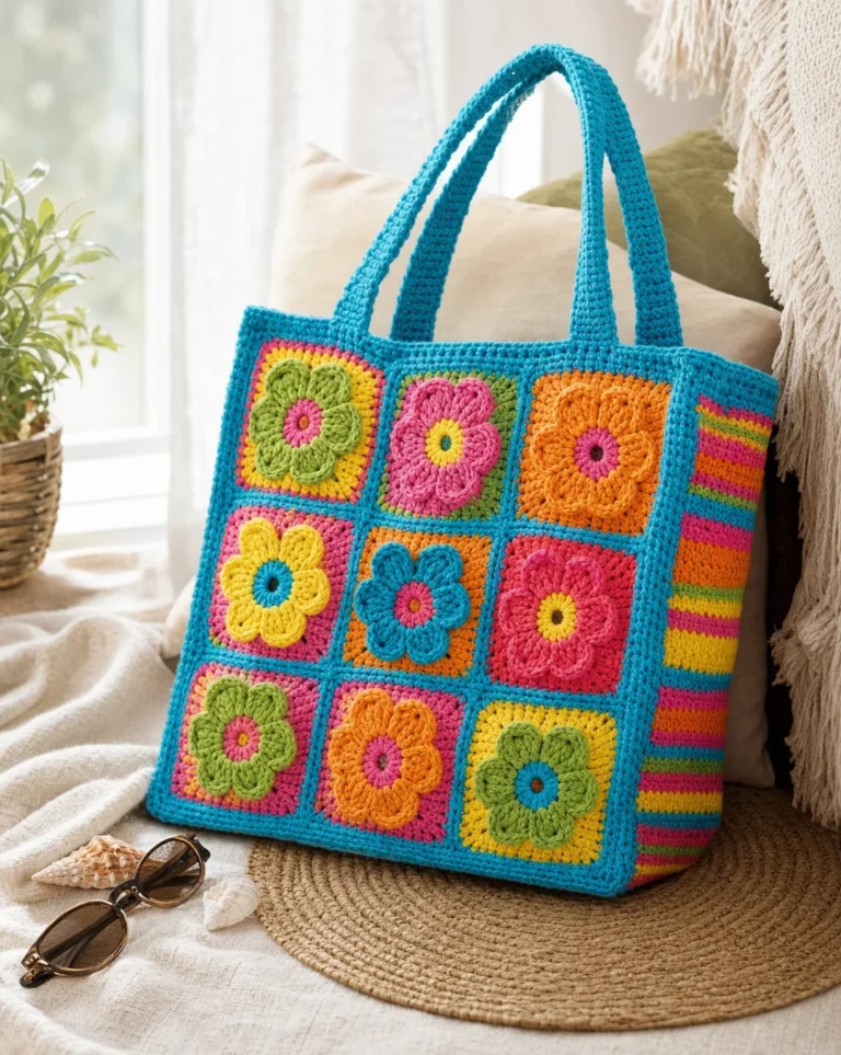 Crochet Flower Power Beach Bag Pattern tutorial