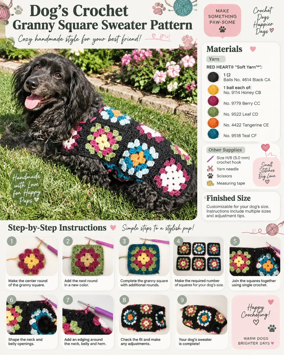 Crochet Granny Square Sweater for Dogs