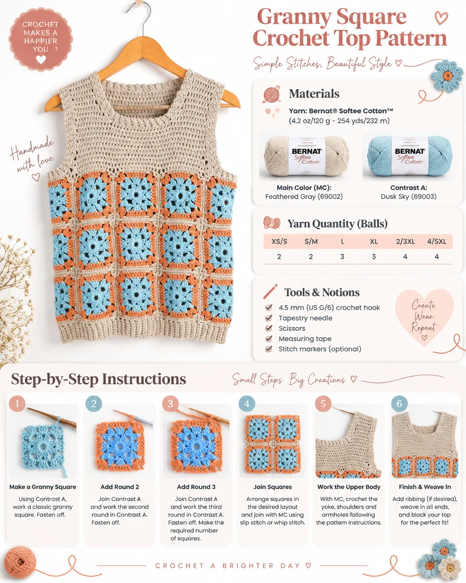 Crochet Granny Square Top Pattern