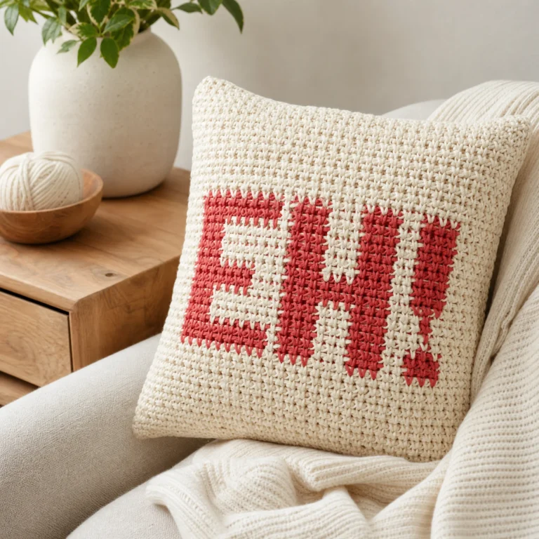Crochet throw pillow pattern from the Croch-Eh Edition