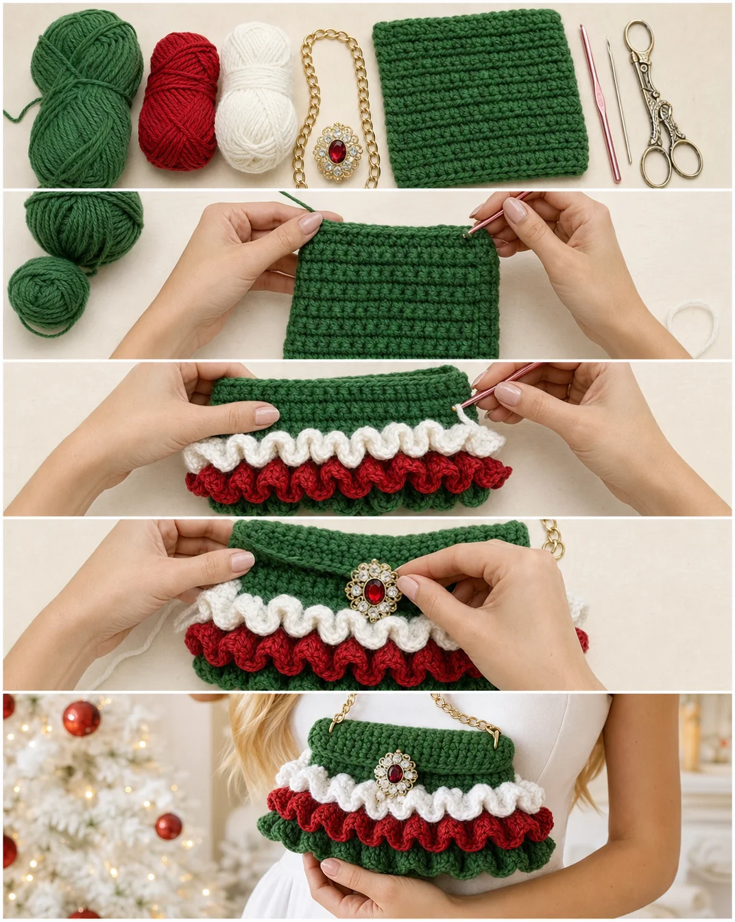 Designer-Style Crochet Ruffle Bag Pattern